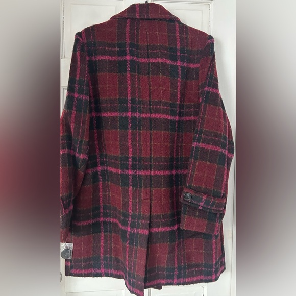 Sam Edelman - Double Breasted Gorgeous Plaid Coat Curly Pink - Size XL - Picture 4 of 5